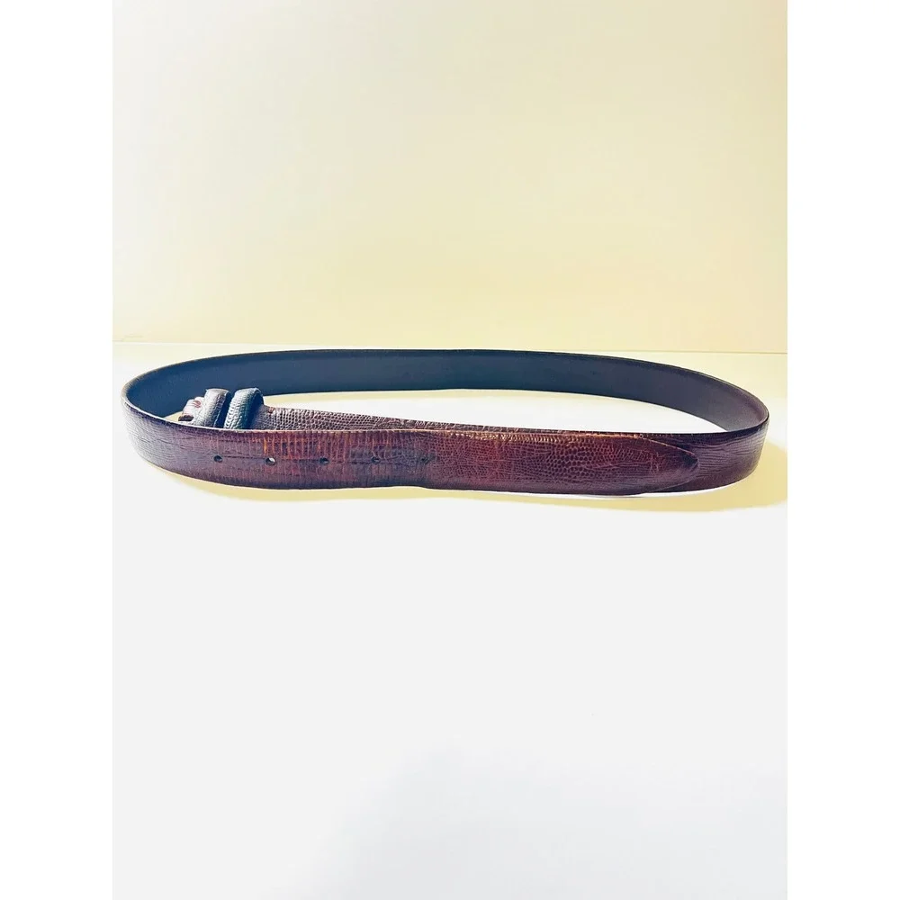 Bill‎ Lavin Belt Brown Leather Solid Brass Buckle Made in Italy Soft Collections